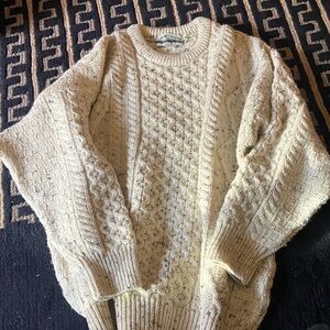 Vintage Aran Crafts Men's Cable Knit Sweater - Cream